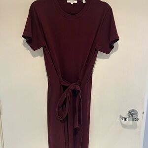 Vince Rich Burgundy Tie-Waist Midi Dress